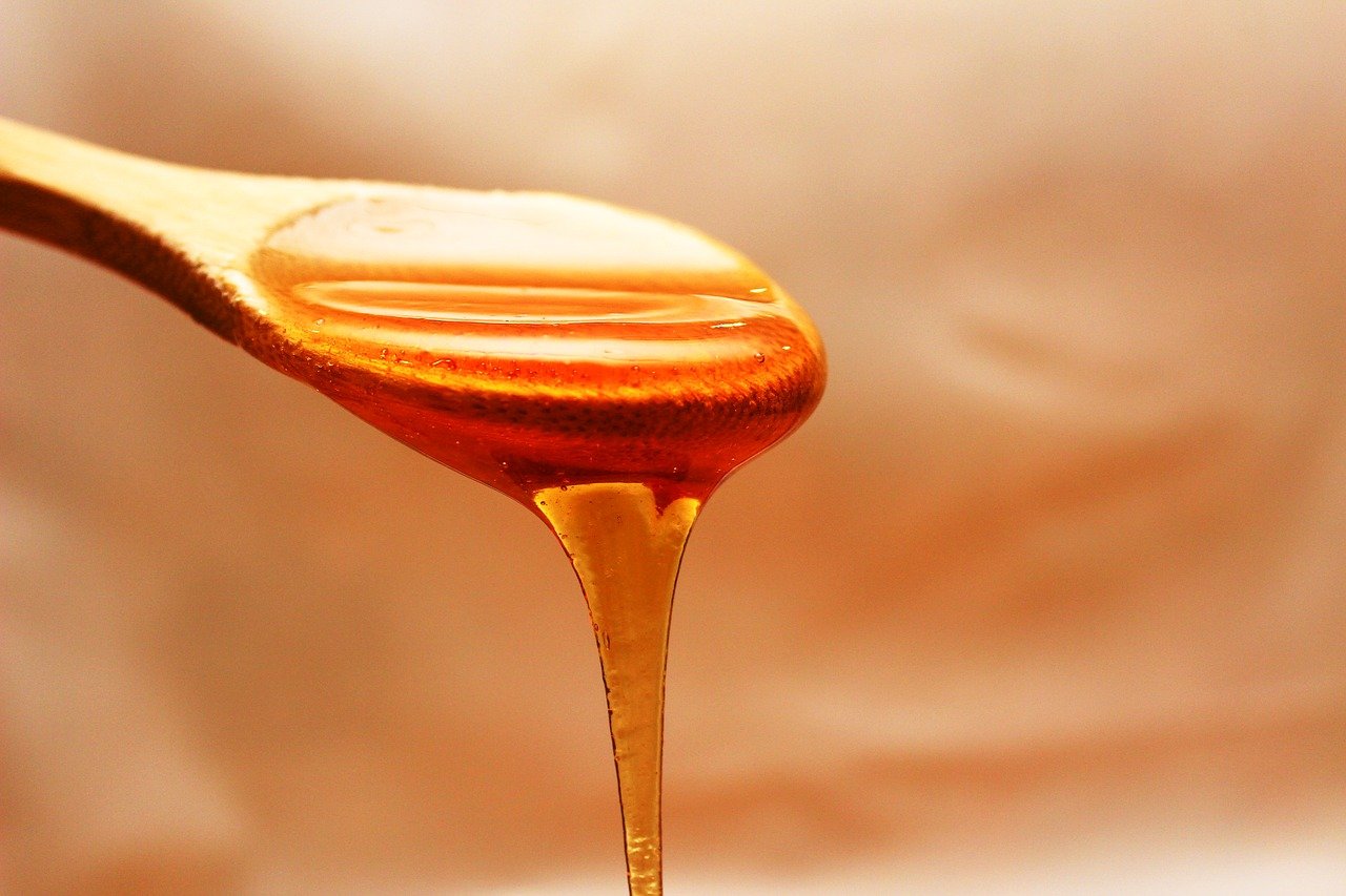 Miel, cuillère en bois 